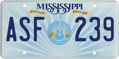 MS license plate ASF239
