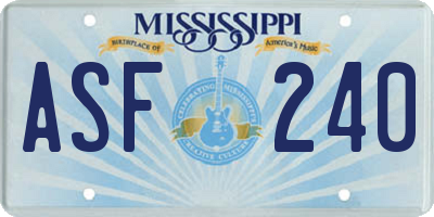 MS license plate ASF240