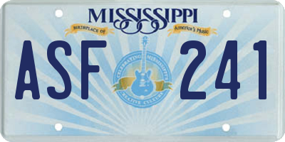 MS license plate ASF241