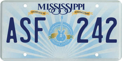 MS license plate ASF242