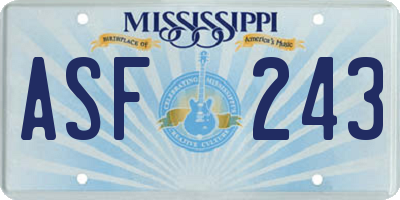 MS license plate ASF243