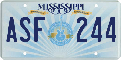 MS license plate ASF244