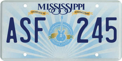 MS license plate ASF245