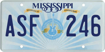 MS license plate ASF246