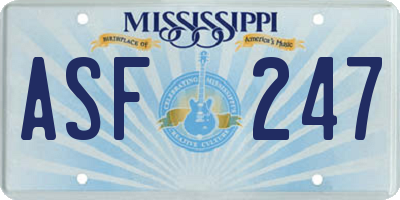 MS license plate ASF247