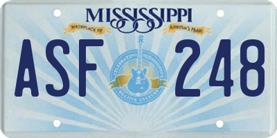 MS license plate ASF248