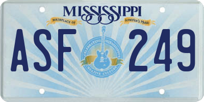 MS license plate ASF249