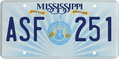 MS license plate ASF251
