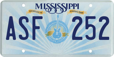 MS license plate ASF252
