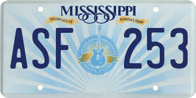 MS license plate ASF253