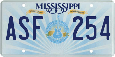 MS license plate ASF254
