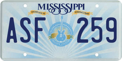 MS license plate ASF259