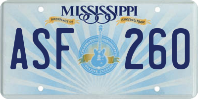 MS license plate ASF260