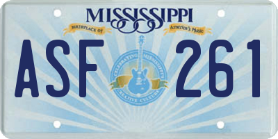 MS license plate ASF261