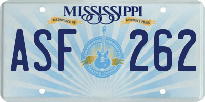 MS license plate ASF262