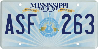 MS license plate ASF263