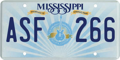 MS license plate ASF266