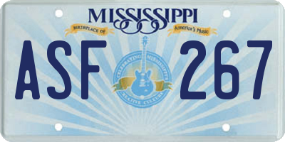 MS license plate ASF267