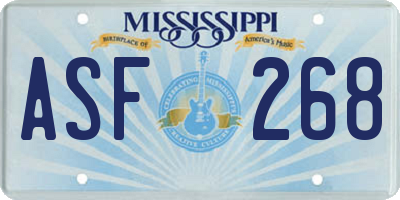 MS license plate ASF268
