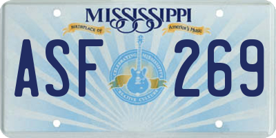 MS license plate ASF269