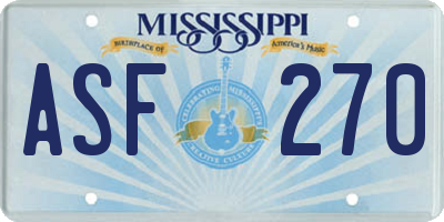 MS license plate ASF270