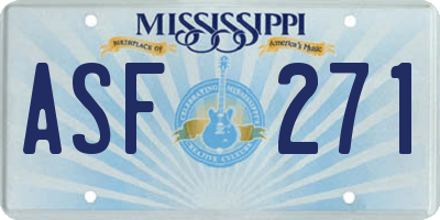 MS license plate ASF271
