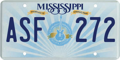 MS license plate ASF272