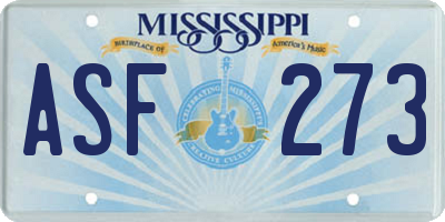 MS license plate ASF273