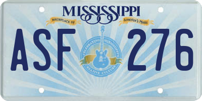 MS license plate ASF276