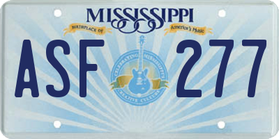 MS license plate ASF277