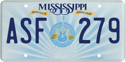 MS license plate ASF279