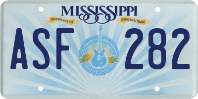 MS license plate ASF282