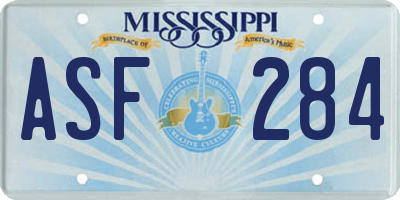 MS license plate ASF284