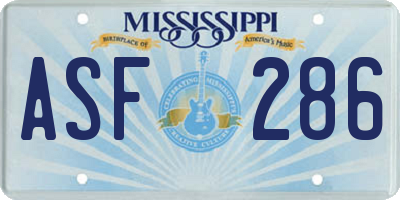 MS license plate ASF286