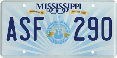 MS license plate ASF290
