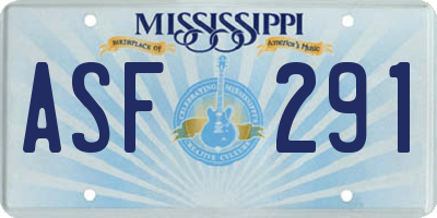 MS license plate ASF291