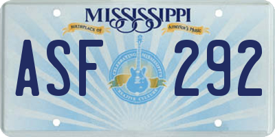 MS license plate ASF292