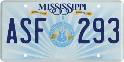 MS license plate ASF293