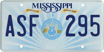 MS license plate ASF295