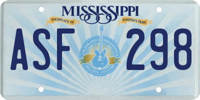 MS license plate ASF298