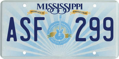 MS license plate ASF299