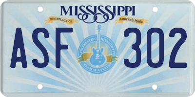 MS license plate ASF302