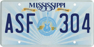 MS license plate ASF304