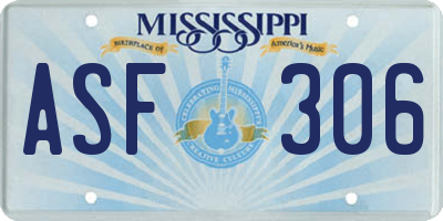 MS license plate ASF306