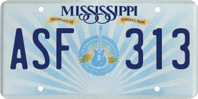 MS license plate ASF313