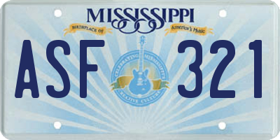 MS license plate ASF321