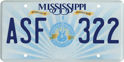 MS license plate ASF322