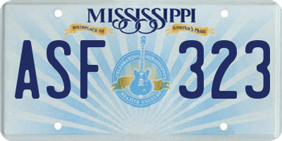MS license plate ASF323