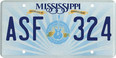 MS license plate ASF324