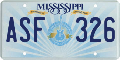 MS license plate ASF326